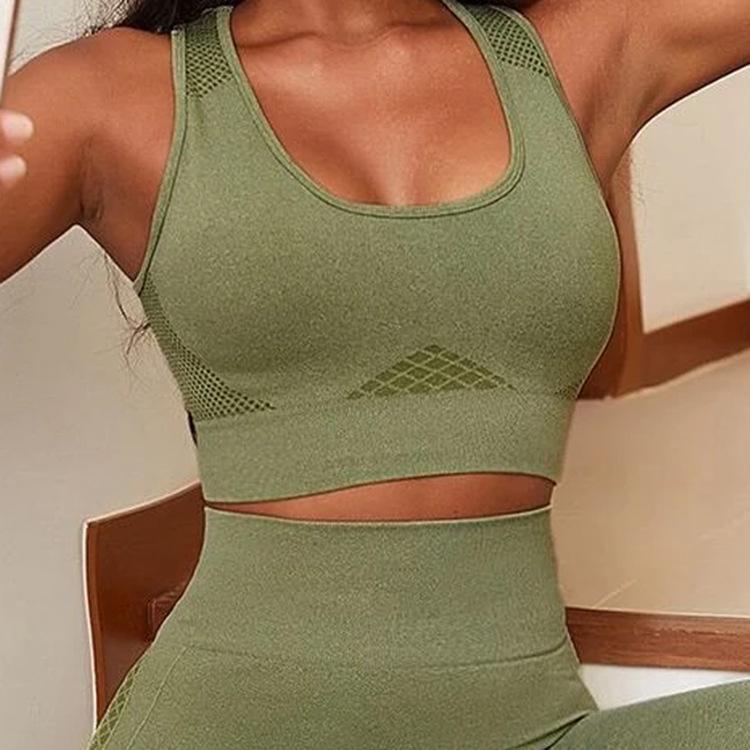 

Женский быстросохнущий ударопрочный комплект для йоги: Высокоэластичный трикотажный комплект из двух частей: бюстгальтер и трусы M (110-125 lbs)