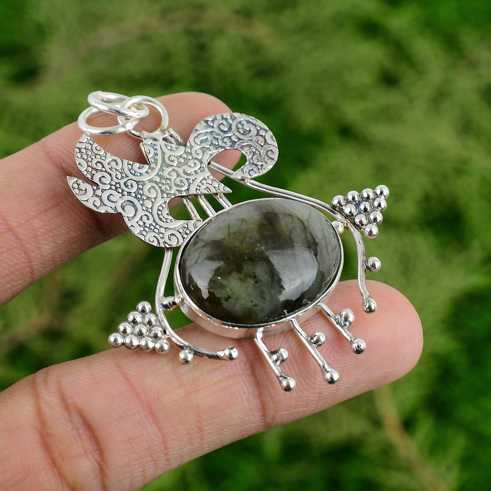 

925 Silver Oval Labradorite Stone Engagement Mother Birthday New Pendant Jewelry