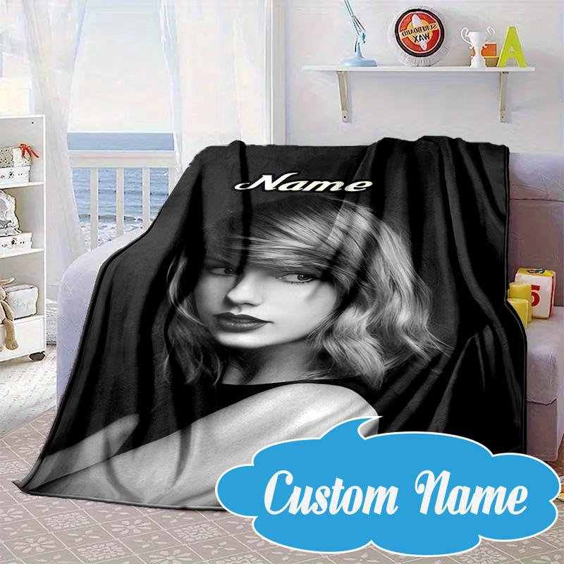 Custom Name Taylor Art Blanket bed sofa Blanket Flannel Blanket for Camping, Hiking, Picnic Essentials,gift for Fan family