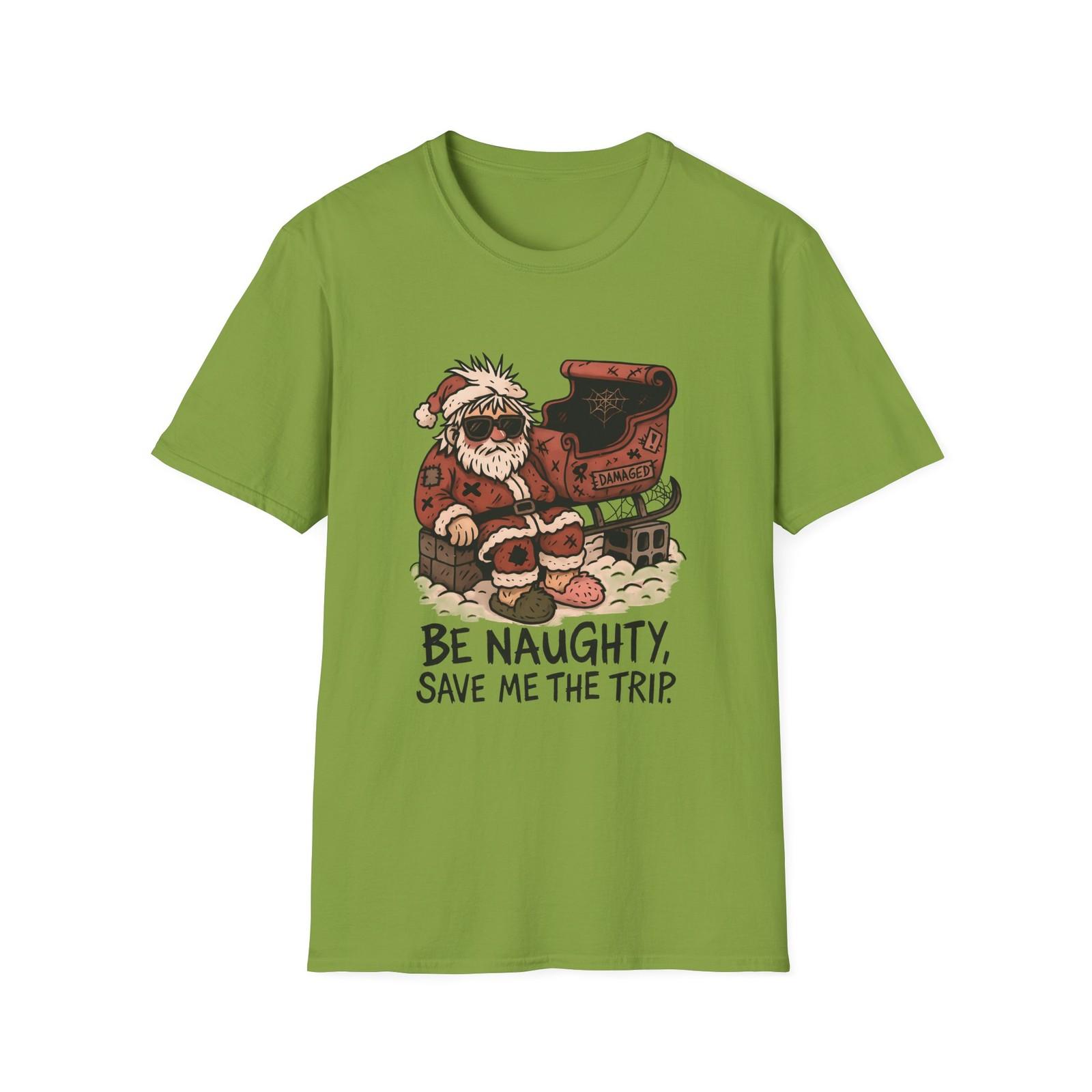 Unisex Softstyle T-Shirt Mens Womens Tees Top Grungy Santa Broken Sleigh Snow Funny Christmas Holiday 2XL