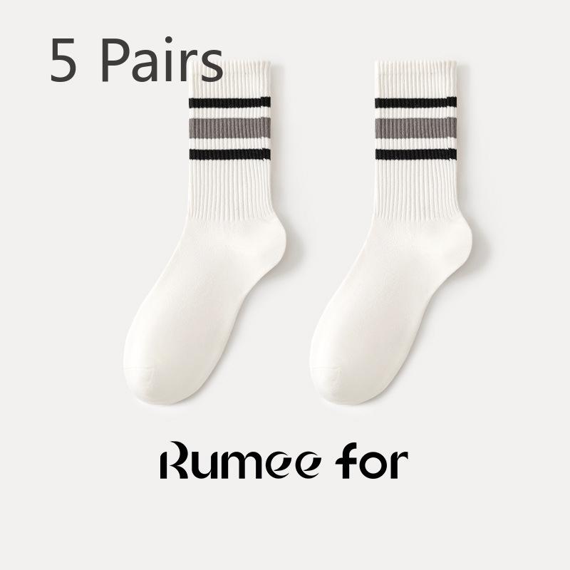 

5 пар женских весенне-летних полосатых влагоотводящих нескользящих бесшовных дезодорирующих дышащих цилиндрических спортивных носков 5 Pairs серый/чёрный