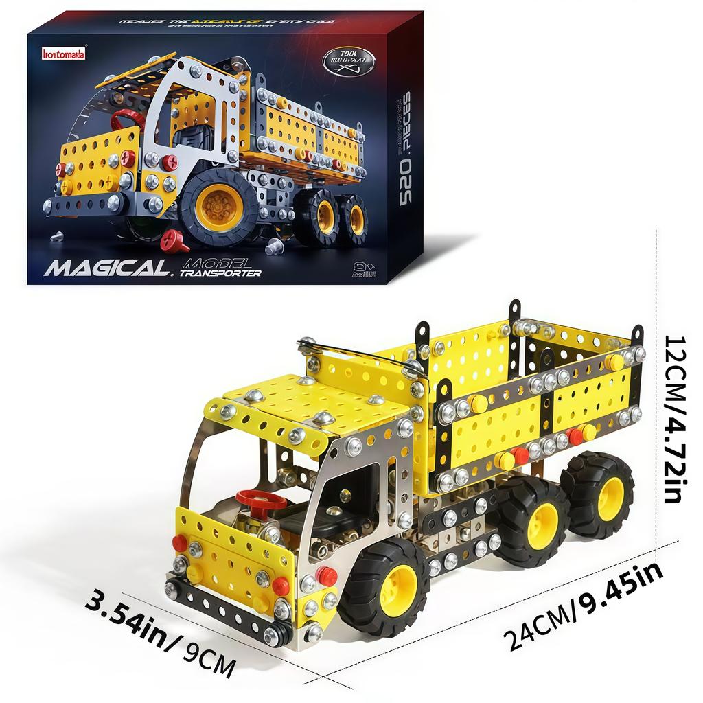 Teenagers Diy Metal Assembly Nut Combination Assembly Disassembly Dinosaur Engineering Vehicle 3D Stereoscopic Model Ornament