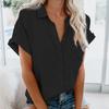 Lapel Short Sleeve Women Shirt Pure Color Simple Loose Shirt Ladies Clothing