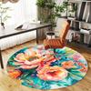 1PC Floral Artwork Office Round Area Rug, Under Office Chairs Bedroom Living Room Home Decor, Carpet for Office -1110045