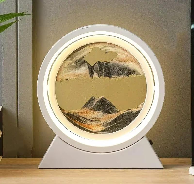 Sandscape Kinetic Sand Art Picture Quicksand Table Lamp Dynamic Liquid Hourglass Moving Sand Painting Flowing Sand Home Decor