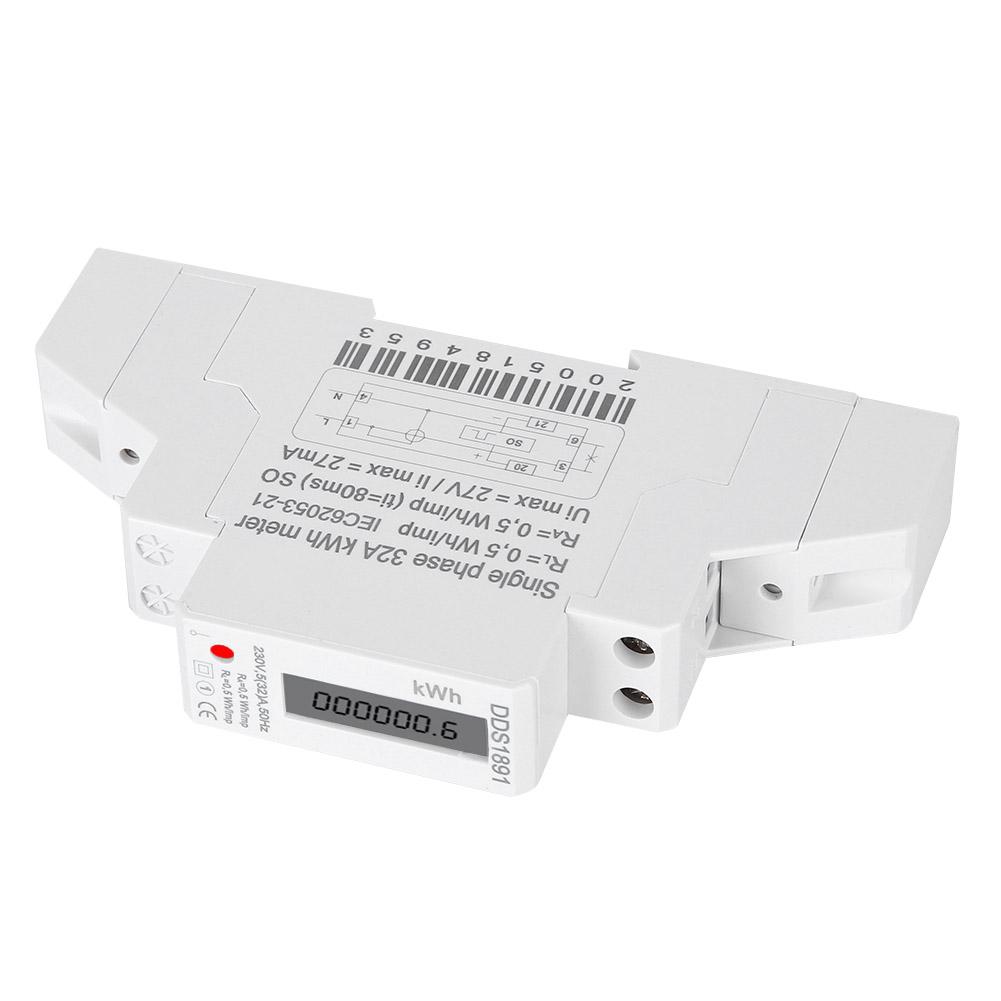 DDS1891 Single Phase Din Rail Energy Meter 230V 5(32)A 50Hz LCD Display Electricity Meter