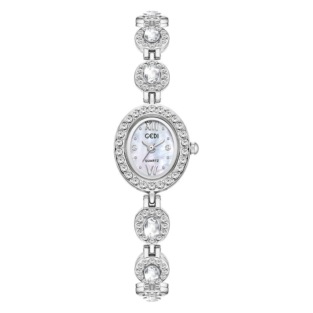 Reloj de Pulsera de Gama Alta de Nicho Reloj de Cuarzo Ovalado de Pedrería de Lujo Ligero Reloj Pequeño Exquisito Literario para Mujer