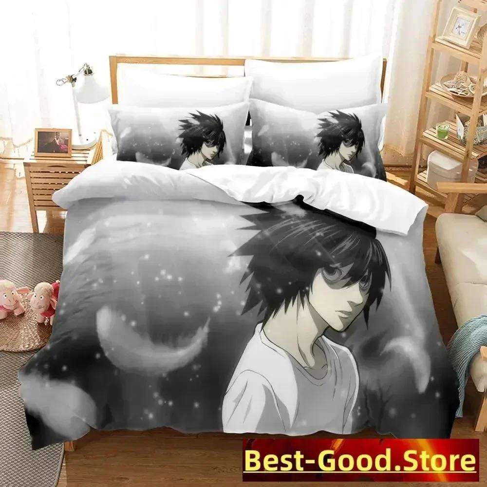3D Death Anime Note Beding Set Printed Bed Linen Set With Pilowcase Soft Duvet Cover Soft Single Double Quen Super King-Sized Dimensionsd Dimensions