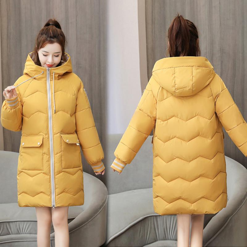 Down cotton jacket women's winter clothes New Year's loose cotton jacket women's mid-length thickened padded jacket to protect against the cold