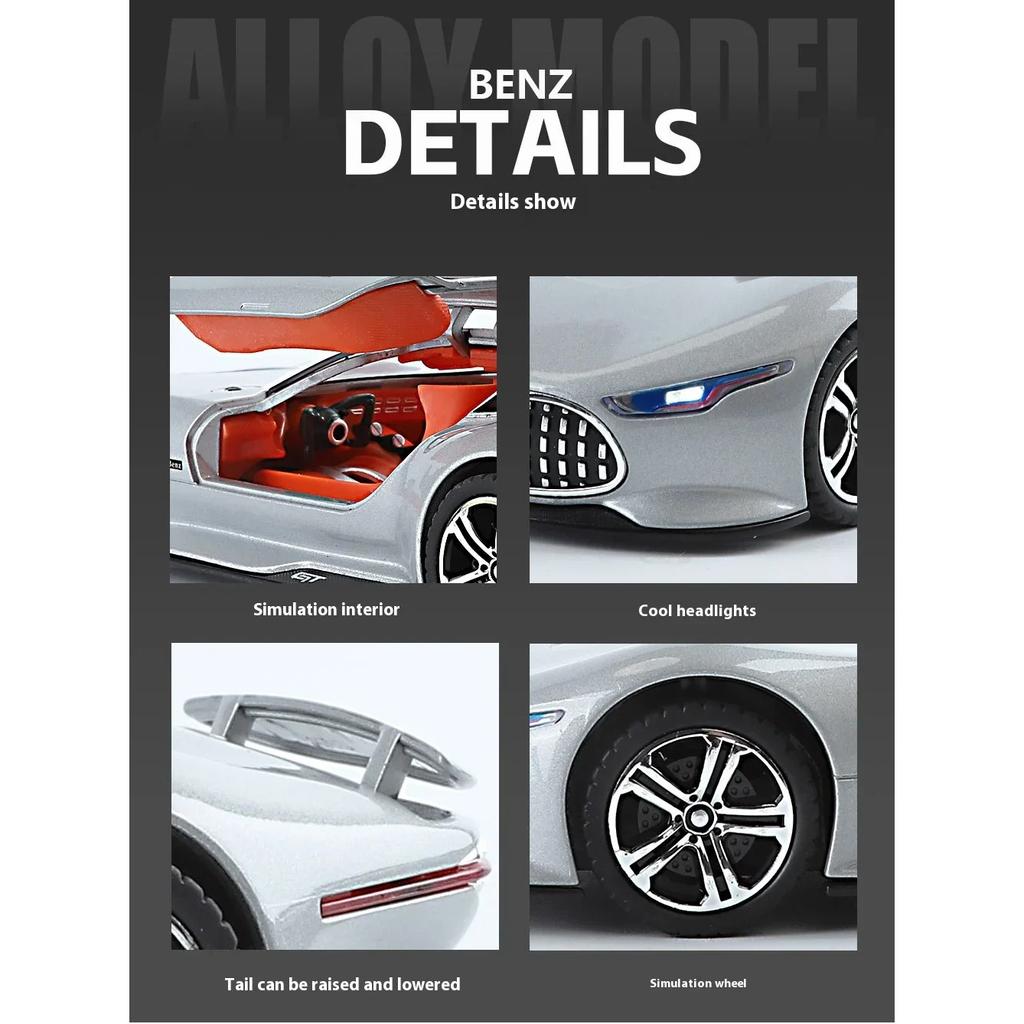 1/24 Mercedes Benz AMG Vision GT New Concept Sport Car Alloy Metal Diecast Car Model Sound & Light Collect Hobby Decoration Gift