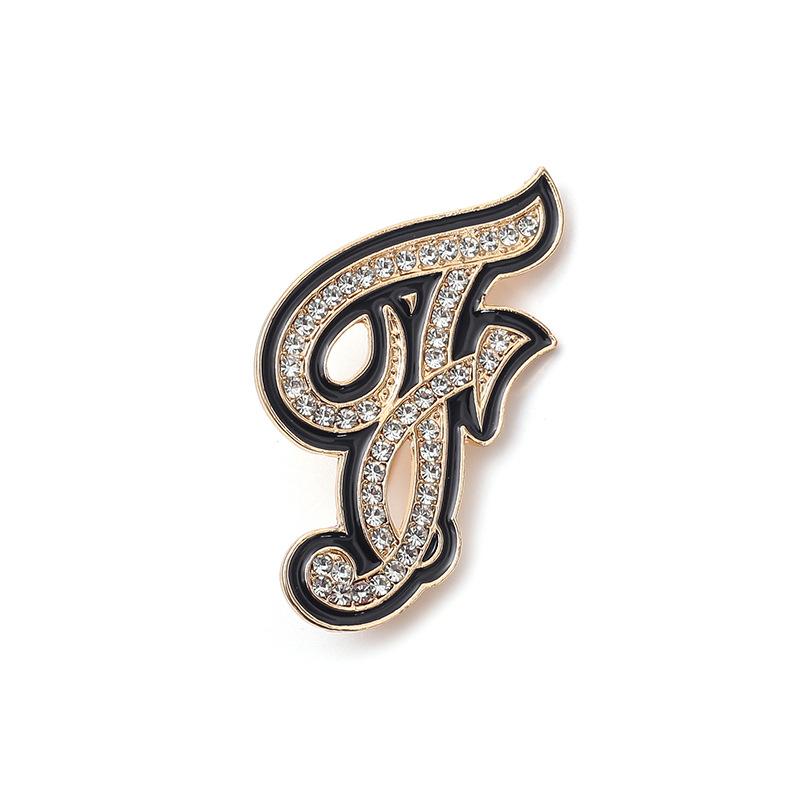 Fashion Women Rhinestone Brooch A-Z English Letter Metal Corsage Pins Crystal Alphabet Jewelry Shirt Clothes Accessories Gift