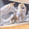 2D Sternenhimmel Weißer Drache Wandteppich Moderne Fantasy Wohnraum Hintergrundtuch