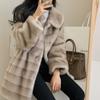 Long Faux Fur Coat Winter Femme Mink Veste Luxury Woman Coat Stripe Clothes Korean Warm Plush Jacket Furry  Artificial Fur Coat