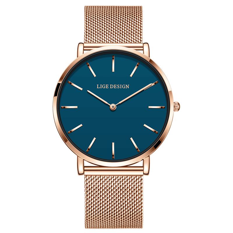 LIGE NEW TOP Elegant Women's Watches Fashion Simple Ladies Watches Quartz Waterproof Watches for Women Relogio Feminino+BOX