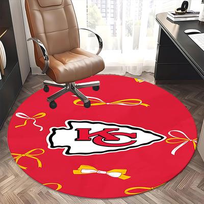 Kansas City Chiefs, NFL Logo Stuhlmatte Runder Teppich Büroteppich, Rutschfest, Geeignet für Wohnzimmer, Schlafzimmer Dekor.1205341a