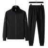 Men's Plus Size Cotton Sportswear Set: Stand Collar Jacket & Crew Neck Sweatshirt, Two or Three Piece Casual Set