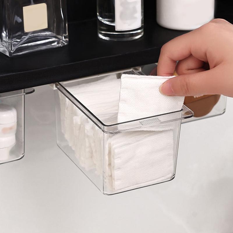 2 Pcs Transparent Desk Drawer Organizers Box Makeup Organizer Clear Plastic Storage Box Cosmetic Cotton Pads Cosmetic Desk