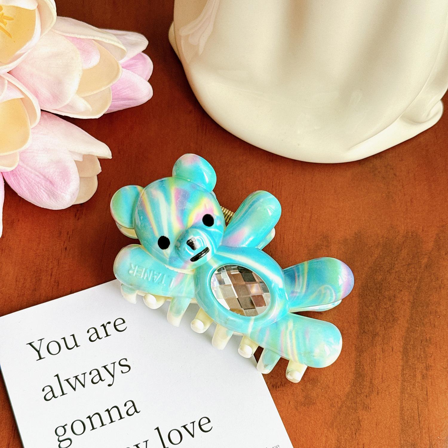 

Dowe Элегантный Зажим для волос «Медвежья лапа» из высококачественного пластика и смолы Идеально подходит для модных женщин Rainbow Blue