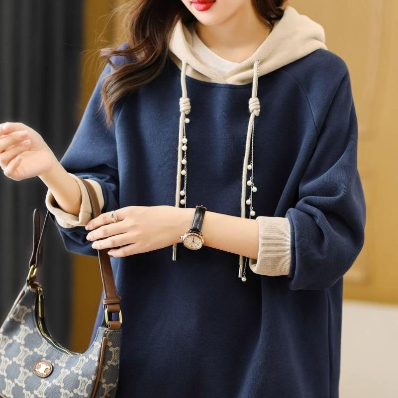 Women's Autumn Winter New Fashionable Elegant Pullover Hooded Long Sleeved Hoodie Casual Versatile Western-style Commuting Tops