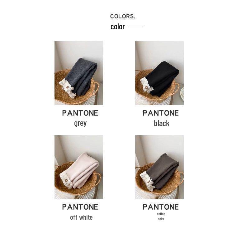 Girls' Velvet Slim-Fit Base Layer Pants with Lace - Versatile, Warm Outerwear for Autumn/Winter.
