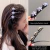 Flower Sparkling  Butterfly Braided Hair Clips Four-Leaf Clover Chopped Hairpin Duckbill Claw With 3 Small Hair Barrettes