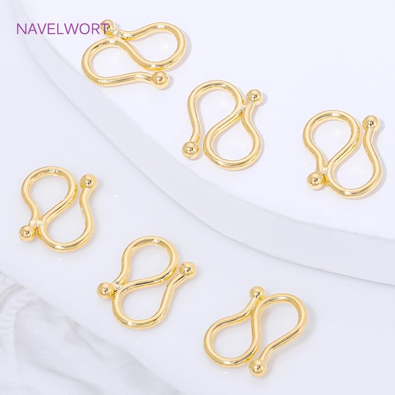 18K Gold Plated Brass S Shape End Clasps Hooks Chain Connectors For Jewelry Making DIY Handmade Bracelets Necklace Accessories