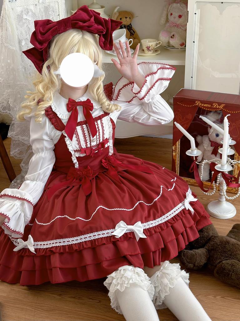 XHSUKADO Lolita Jumper Gothic Idol Fancy Heart School Cultural Size M Skirt, Lolita, Costume, Cosplay, Cute, Adult, Girls, Dress, Top, Spring, Autumn,