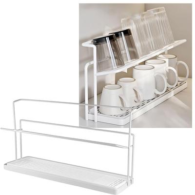 Rostfri, utrymmesbesparande, tvåvånings avrinningsställ för koppar, vattenflaskor och muggar