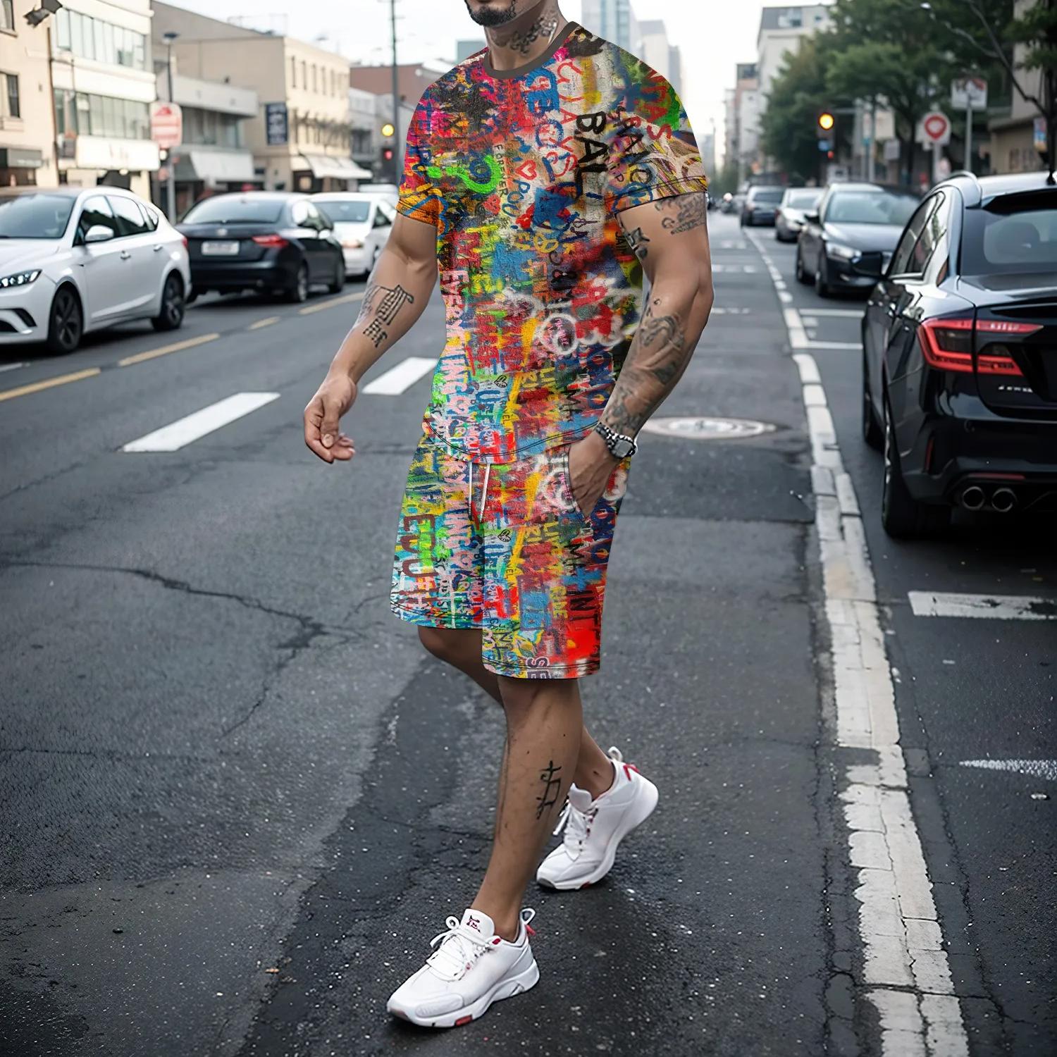 

Летняя вечеринка, мужские шорты из двух предметов с 3D музыкальными инструментами, комплект шорт с короткими рукавами, мужской персонализированный комплект для творчества для отдыха, мужская одежда 6XL