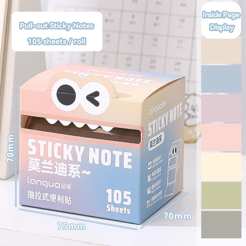 256/105 Pcs Cartoon Pull Out Sticker Notes Tearable Adhesive Index Label Sticker Student Roll Sticker Strips Kawaii Stationery