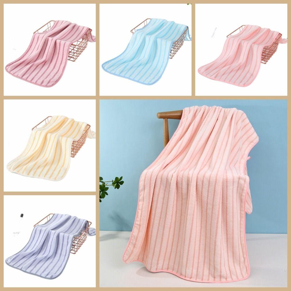 

Soft Stripe Microfiber Towel Thickened Shower Towel Portable Cotton Towel Bathroom