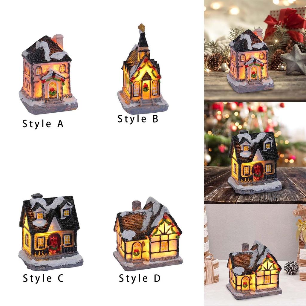 Christmas Snow Light up House Xmas Miniature Desk Decorations with Warm Light for Festival Wedding Good Craftsmanship Versatile