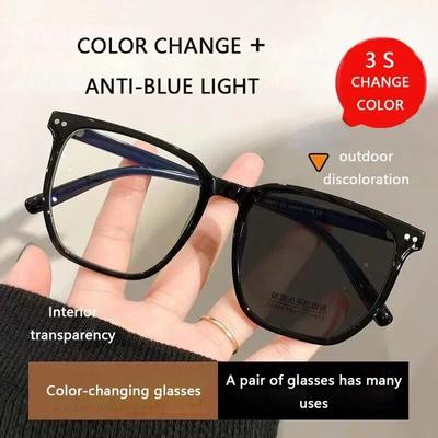 Outdoor Photochromic Myopia Glasses for Women Fashion Round Color Changing Minus Eyeglasses Finished Optical Eyewear Diopter