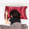 uxcell Pillowcase Satin Weave Envelope Style Cooling Cool to the Touch Pillowcase Set of 2 Pillowcases Plain Odor Resistant Wine Red 50x75cm