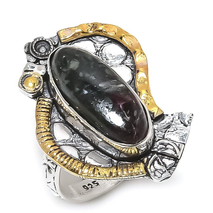 

Natural Eudialyte Gemstone 925 Sterling Silver Two Tone Gift Ring Size 8 t0M70
