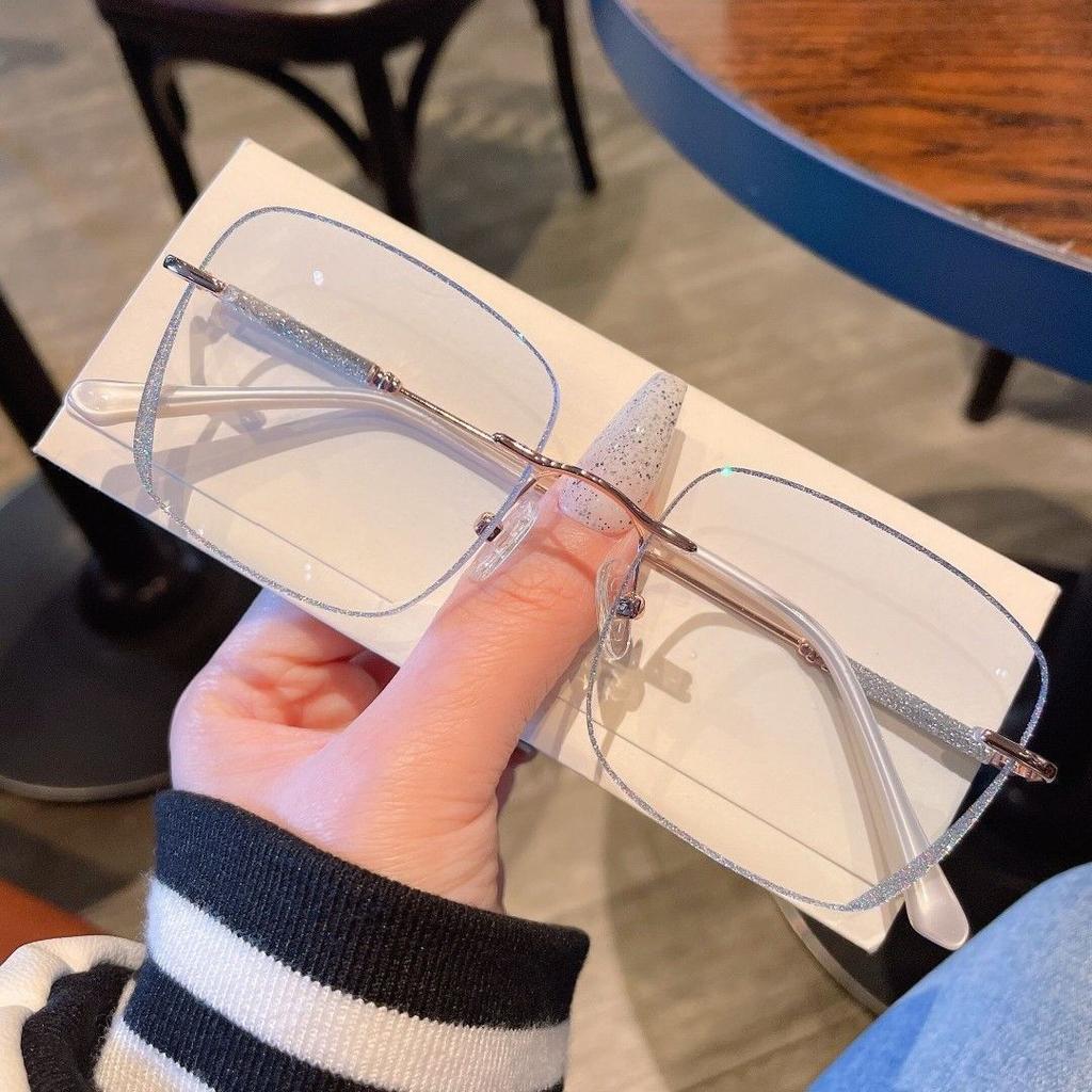 Rimless Frame Myopia Glasses New Trendy Anti Blue Light Eyeglasses Finished Women Men Computer Eyewear Diopter 0 To -6.0