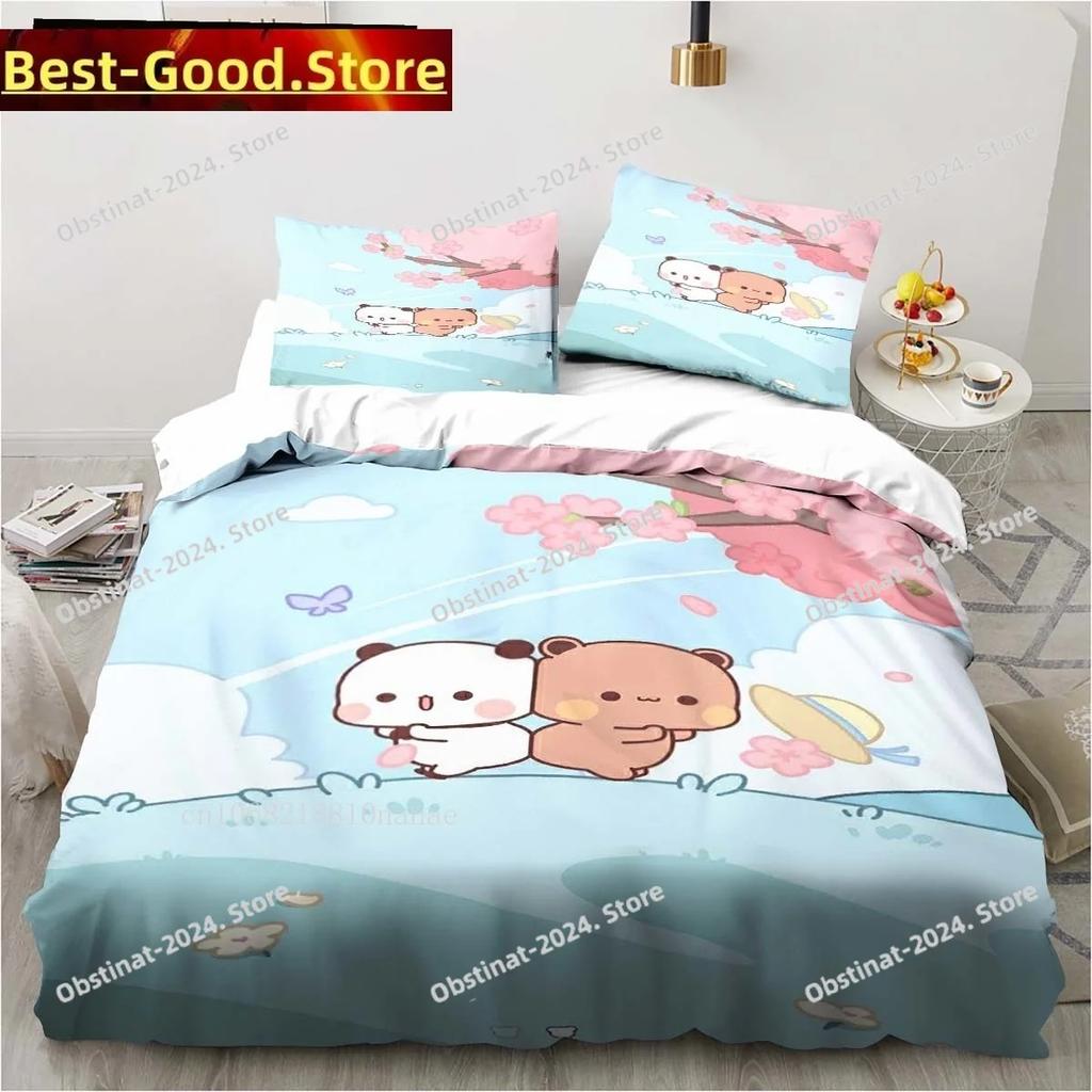 Cute Bubu and Dudu Cartoon Print All Season Twin Bedding Set 3 Piece Comforter Set Bed Duvet Cover Double King Comforter Cover
