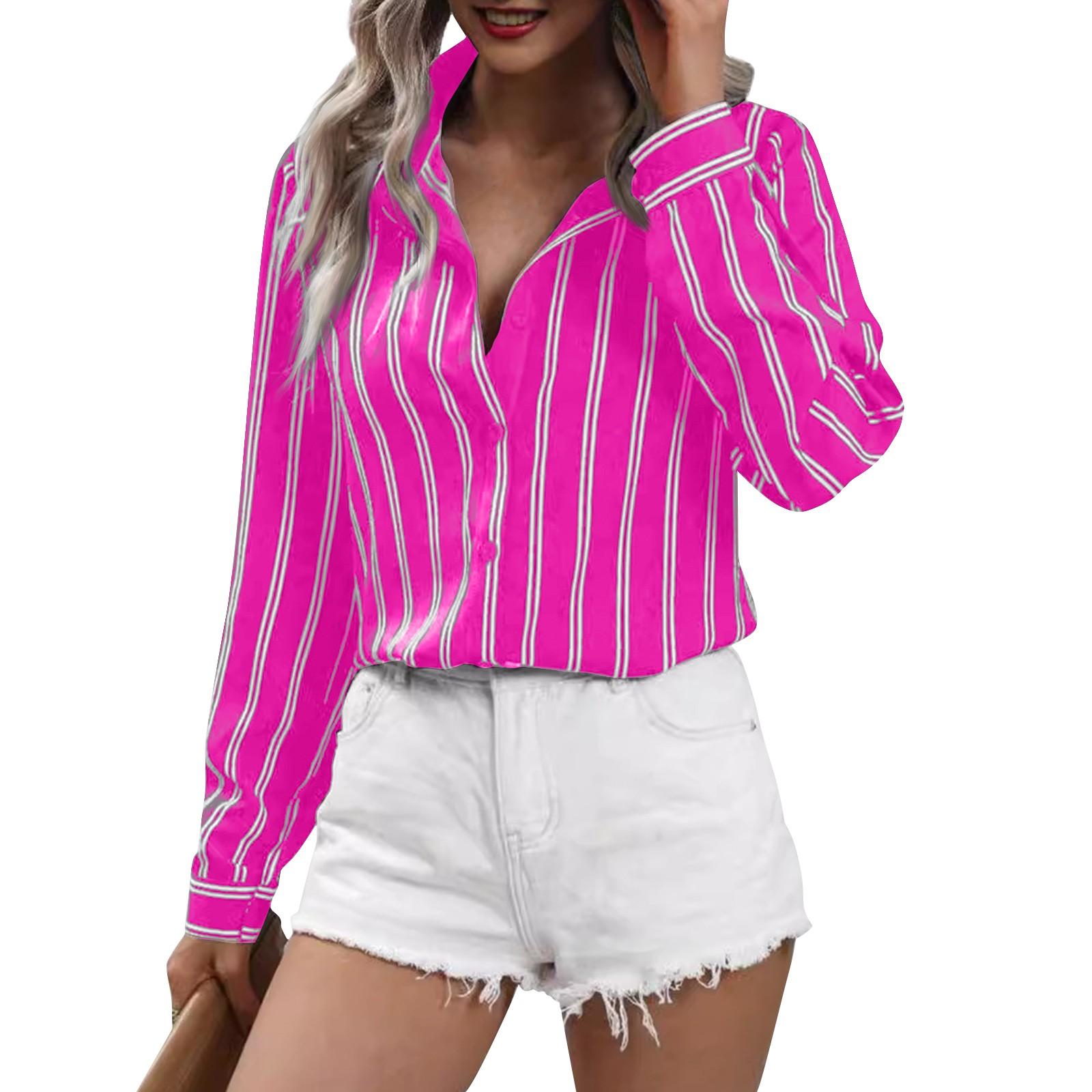 

Женская модная полосатая рубашка свободного типа с длинным рукавом S