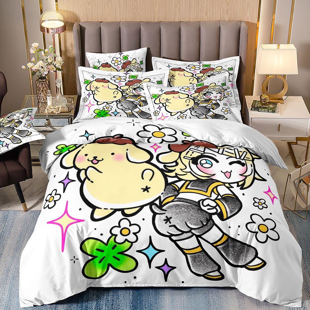 3D Digital Printing Cartoon Animation Children'S Bedding Pudding Dog Three-Piece Set