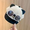 Breathable Children's Hat with Sunglasses Cat Ear Infant Sun Hat Thin Kids Baseball Cap  Running
