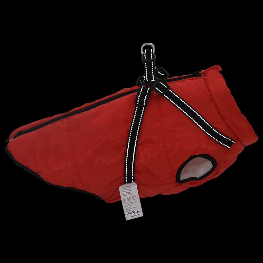 Waterproof Reflective Dog Coat with Integrated Harness Red Size L44