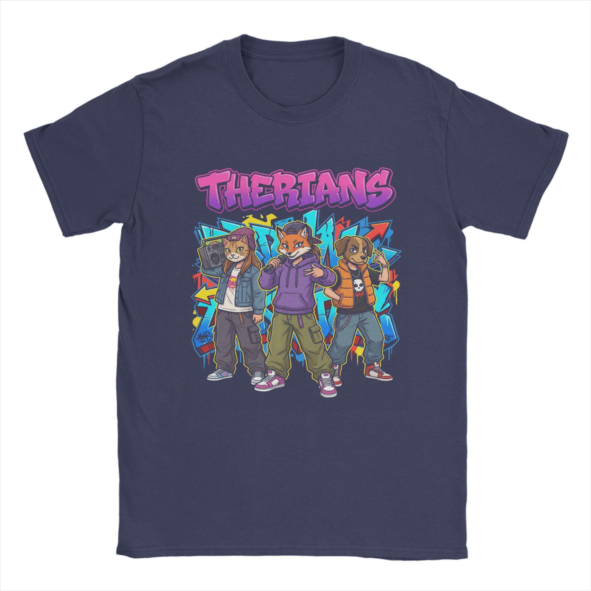 

Therians Urban Graffiti Streetwear Animal Crew Therian TShirt Unisex Cotton Tee Shirt Round Collar Short Sleeve T Shirts Clothes 4XL
