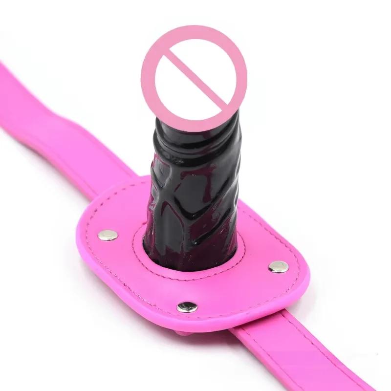 Penis Plug Oral Dildo Open Mouth Gag, Mouth Gag Fetish SM Bondage Restraints Sex Adult Game Toys for Couples