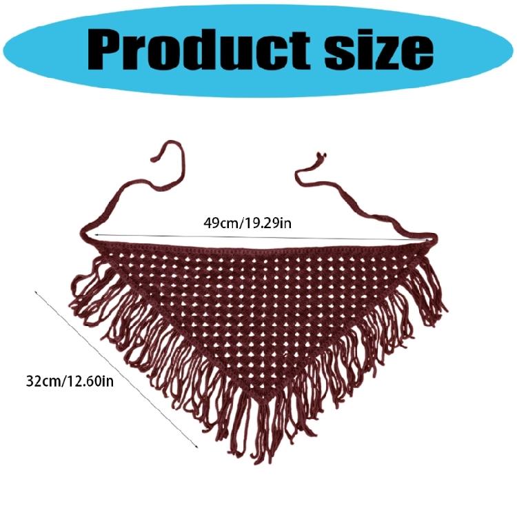 Multipurpose Crochet Triangled Scarf With Polyester Trim Stylish Layered Neck Wrap For Daily Outdoor Use