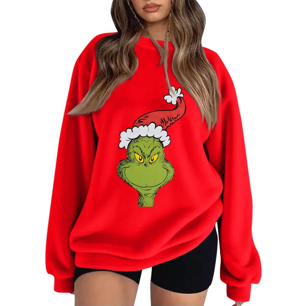 Women's Christmas Printed Flannel Sweatshirt Top
