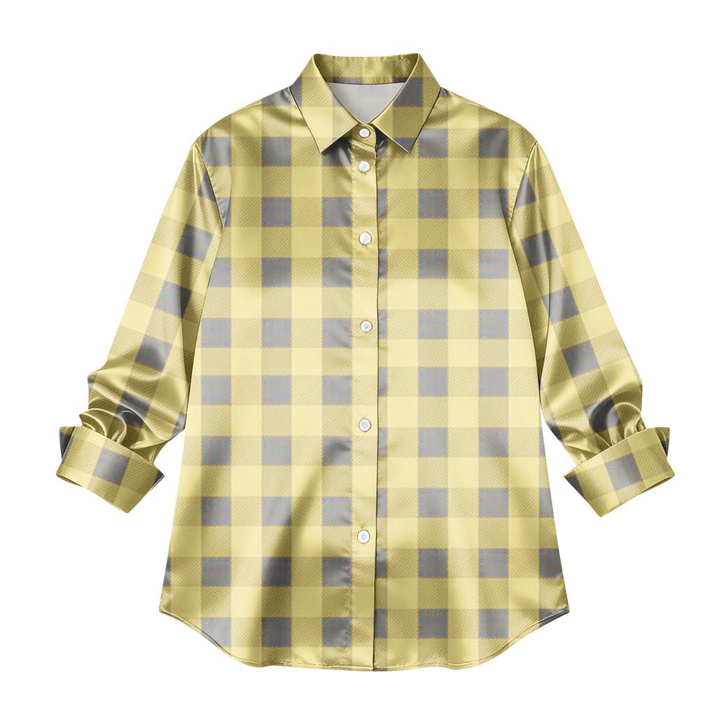 Women's Shirt Blouse Print Button Long Sleeve Casual Basic Shirt Collar Regular Top