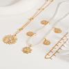 Three-piece imitation pearl portrait sunflower necklace niche necklace