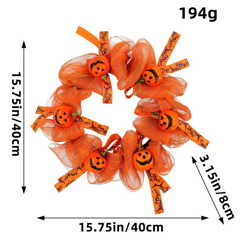 Halloween Wreath Pendant, Front Door Pendant Halloween Pumpkin Wreath Door Hanging