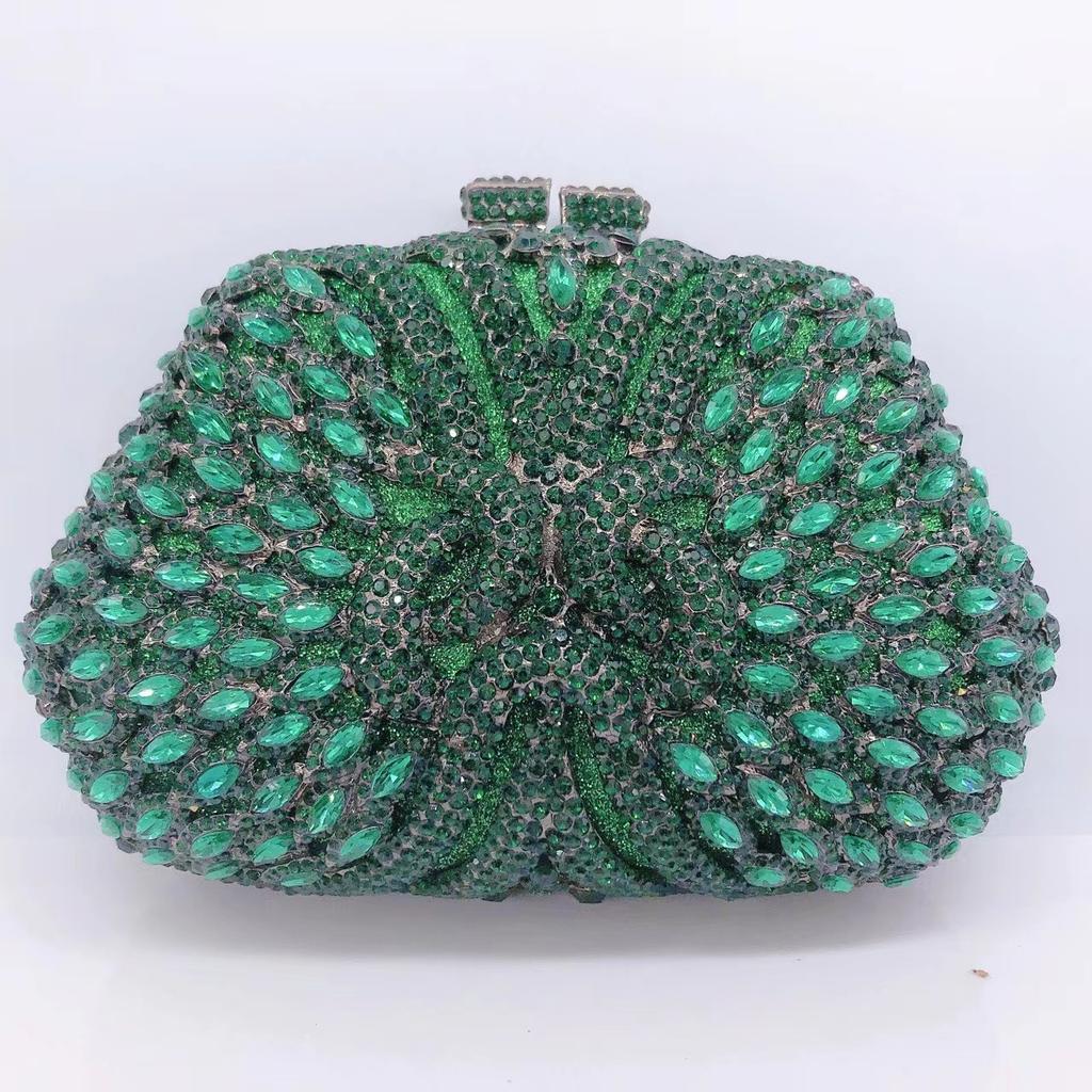 Blue/Green Rhinestone Women Evening Bag Party Dinner Minaudiere Luxury Lady Wedding Purse Bridal Handbags Gala Dazzling Clutches