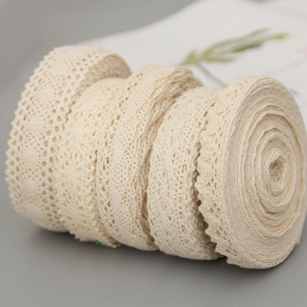 5m/rotolo Passamaneria in Pizzo Tessuto per Cucito Abbigliamento Bordino Avorio Crema Tessuto in Pizzo Uncinetto di Cotone Nastro Accessori Patchwork Fatti a Mano